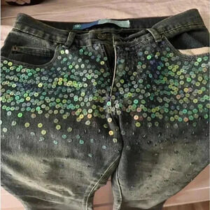 Delia’s Vintage Sequined‎ Flare Jeans Size 11 - Glam & Retro Chic!
